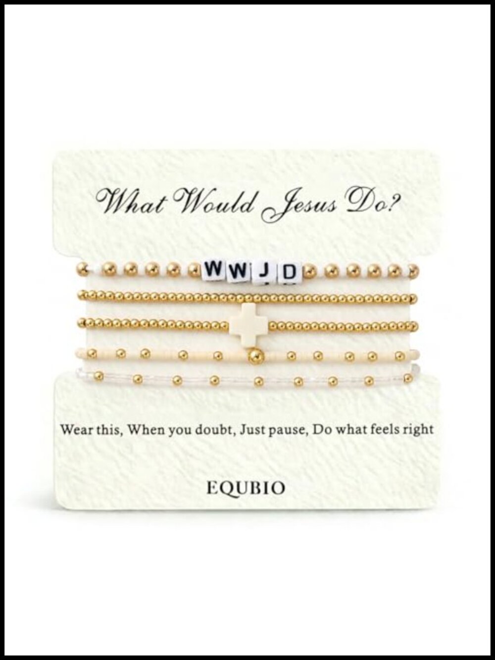 WWJD Bracelet Set for Women, 14K Gold Plated Seed Bead Bracelets, Stretch